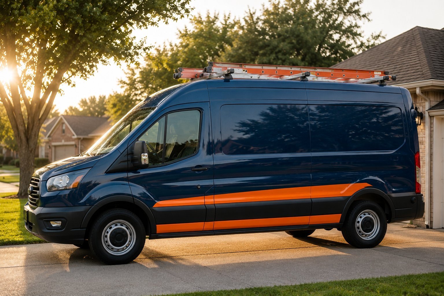 Joe's Heating & Cooling service van in a Dallas driveway
